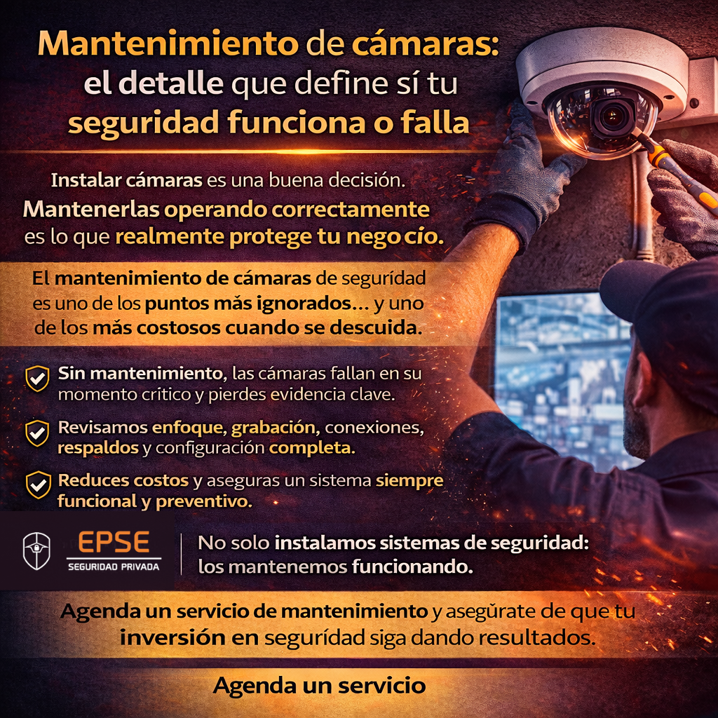 Mantenimiento de cámaras de seguridad empresarial